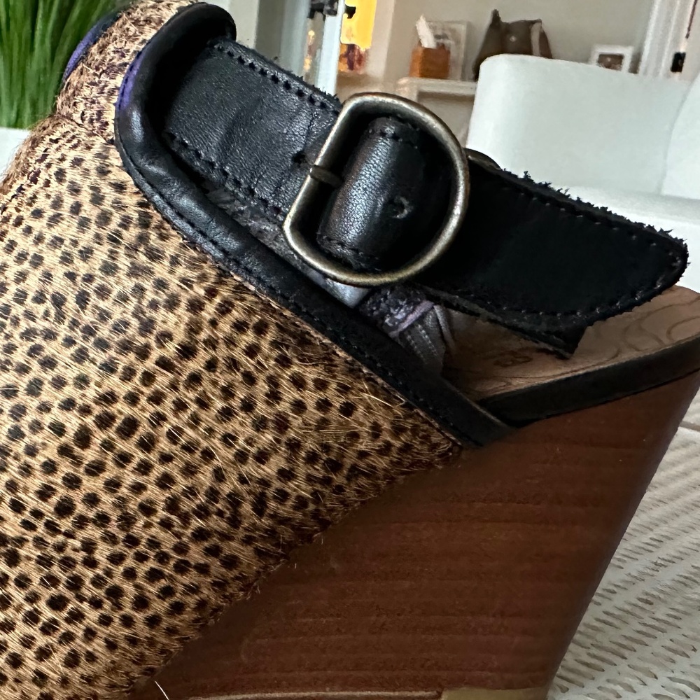 Coque Terra  Anthropologie Wedge Heel Sandals Calf Hair Sz 39 - Picture 3 of 6